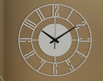 Silver Clock, Modern Wall Clock, Silent Wall Clock, Metal Wall Clocks, Unique Wall Clock With Numbers, Decorative Clock, Laser Cut Clock