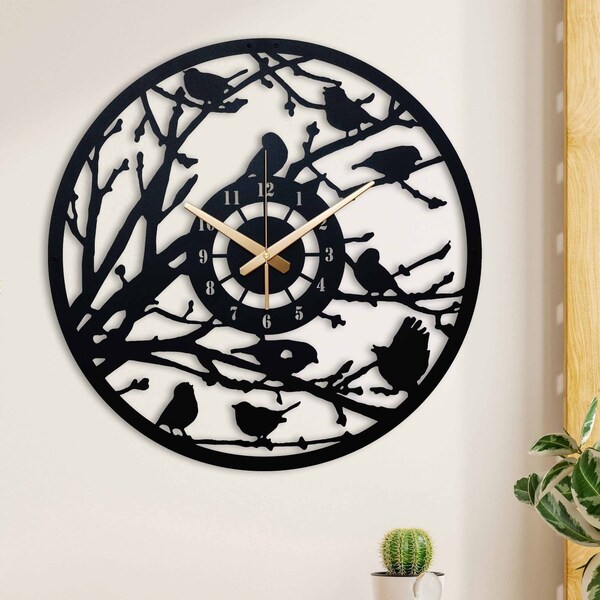 Clock and Birds Etsy