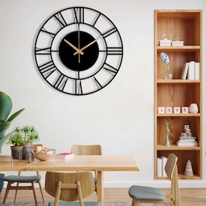 Unique Wall Clock, Silent Wall Clock, Small Metal Wall Clock, Black Wall Clock, Oversized Wall Clock, Retro Wall Clock, Laser Cut Clock afbeelding 6