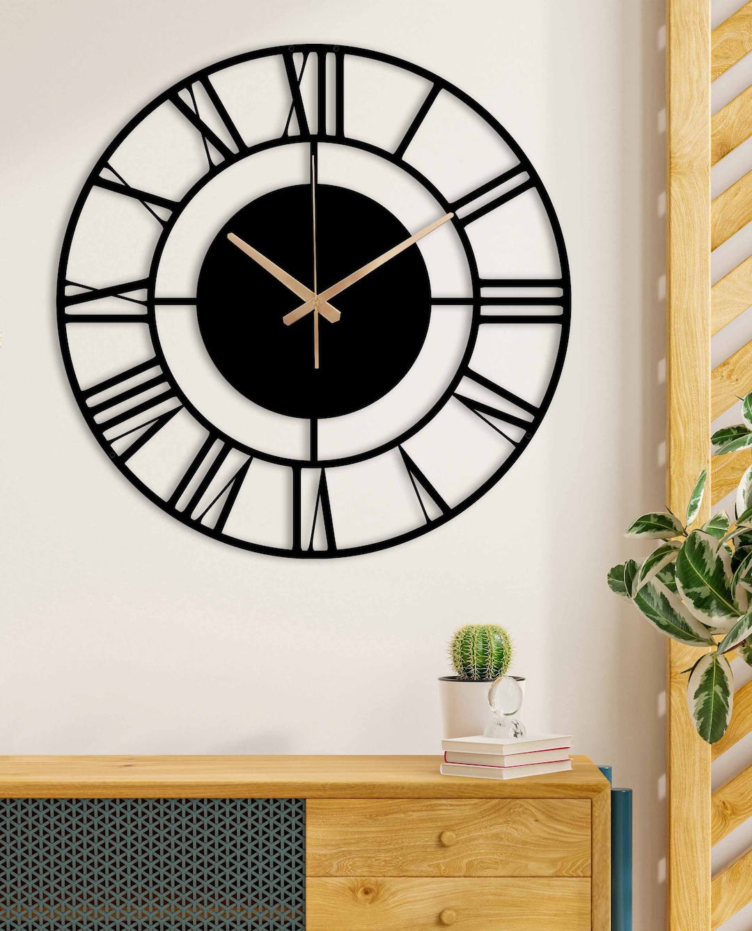 24 Inch Wall Clock, Unique Wall Clock, Silent Wall Clock, Metal Wall