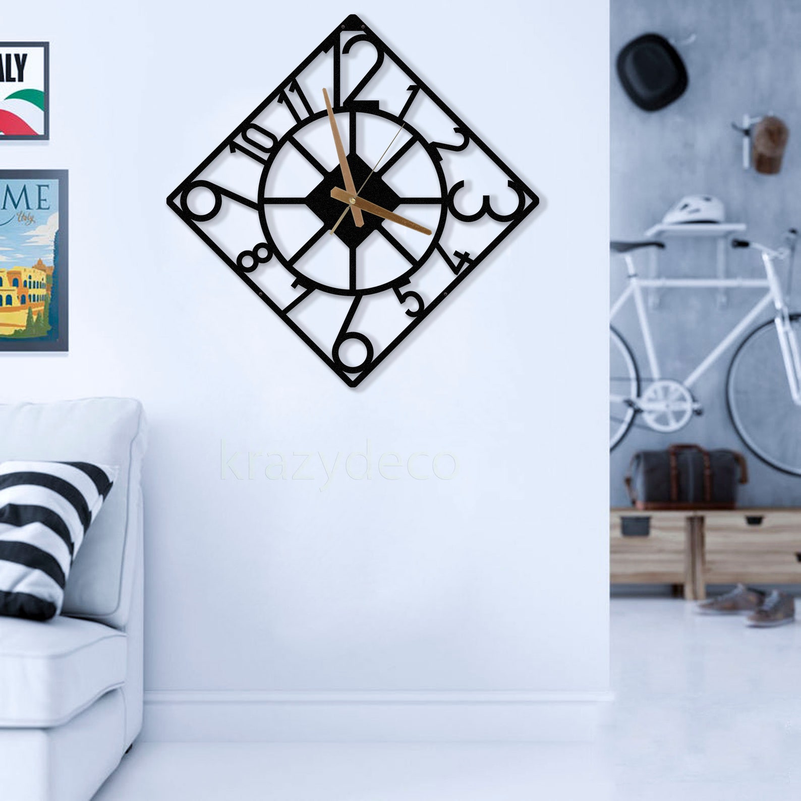 Modern Large Square Clock Decorative Wall Clock Outdoor Etsy