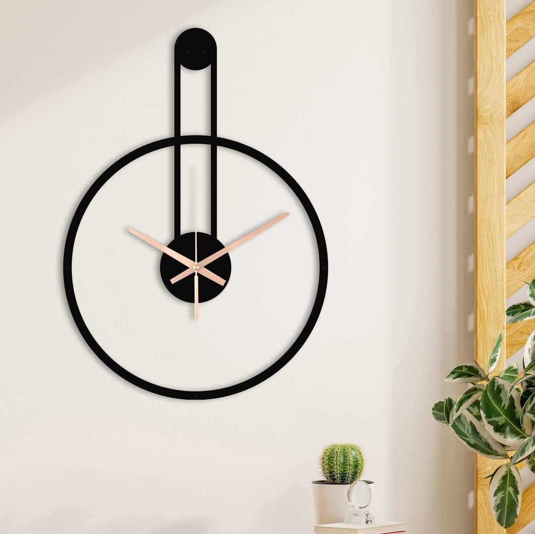 Minimalist Clock, Modern Wall Clock, Black Wall Clock, Silent Wall
