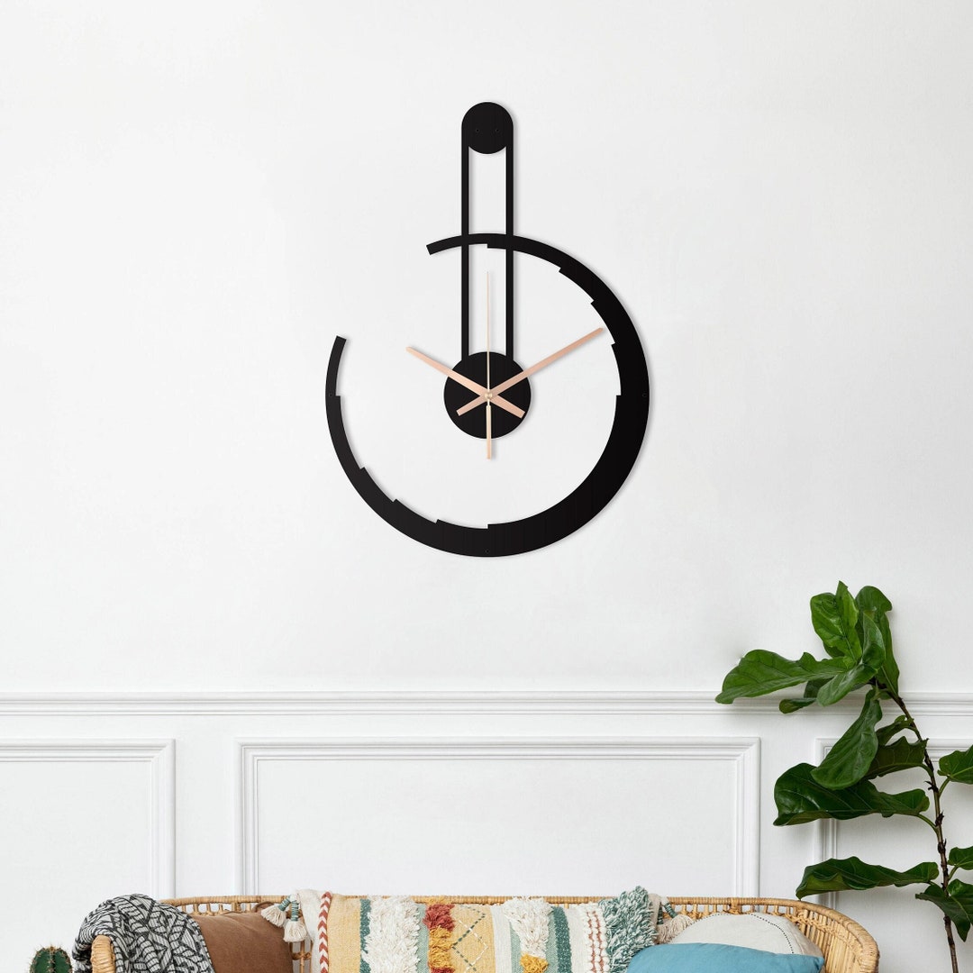 Minimalist Clock Modern Wall Clock Black Wall Clock Silent Etsy