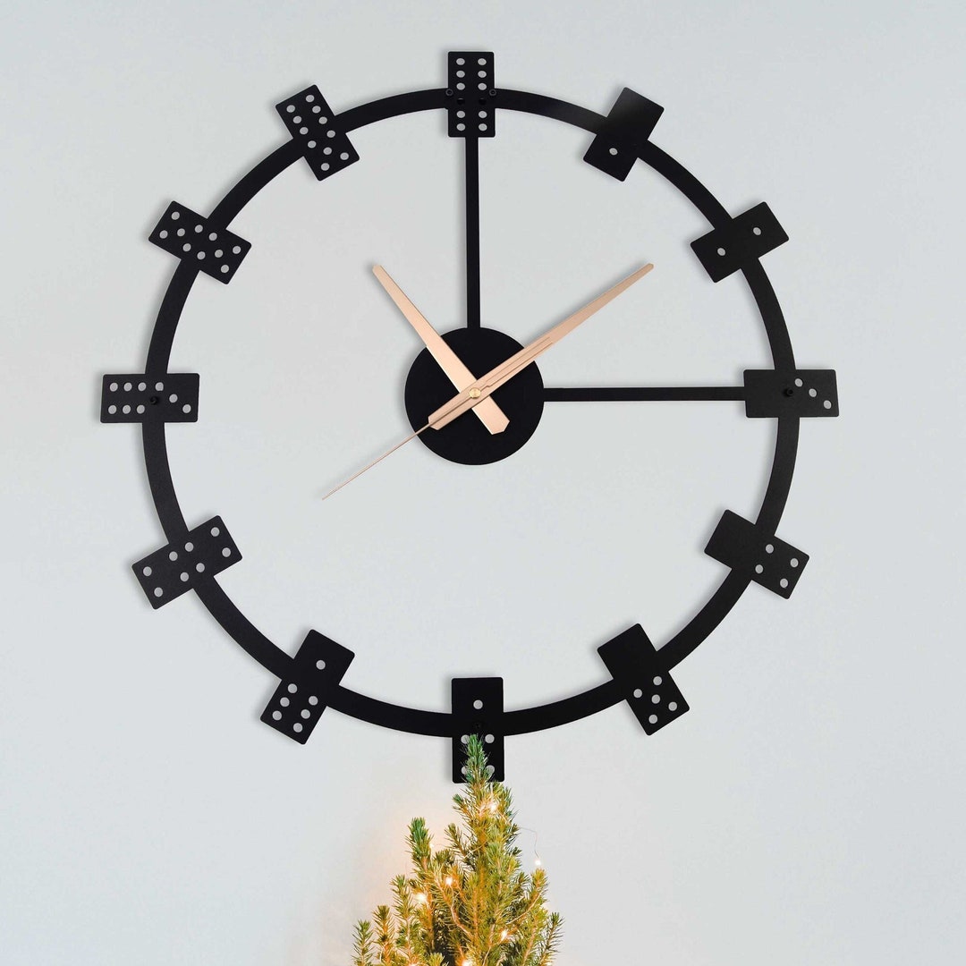 Domino Modern Wall Clock, Metal Wall Clock, Home Decor and Gifts