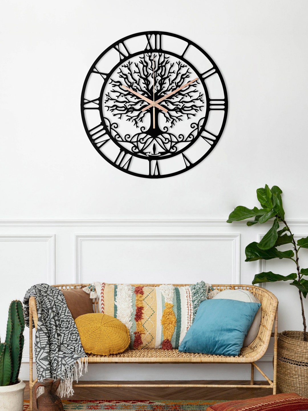 Tree of Life Clock, Metal Wall Clock, Unique Wall Clock, Living Room ...