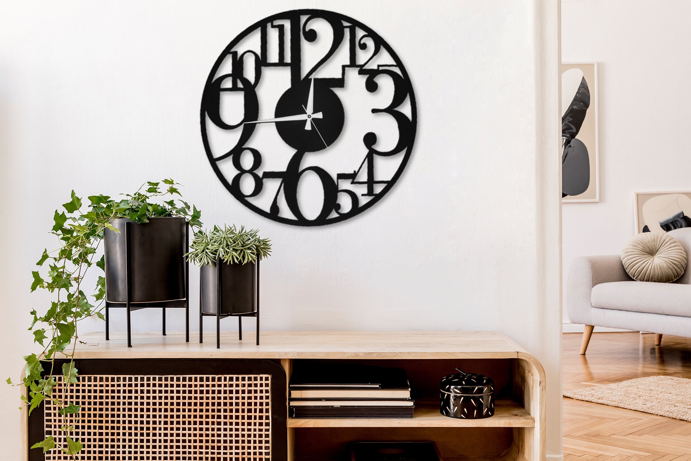 Modern Black Oversized Wall Clock Large Farmhouse Wall Clocks Etsy