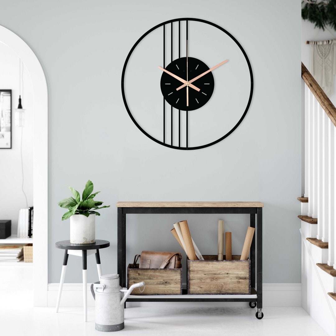 Modern Metal Wall Clock: Large Silent Farmhouse Decor, Sweep Movement ...