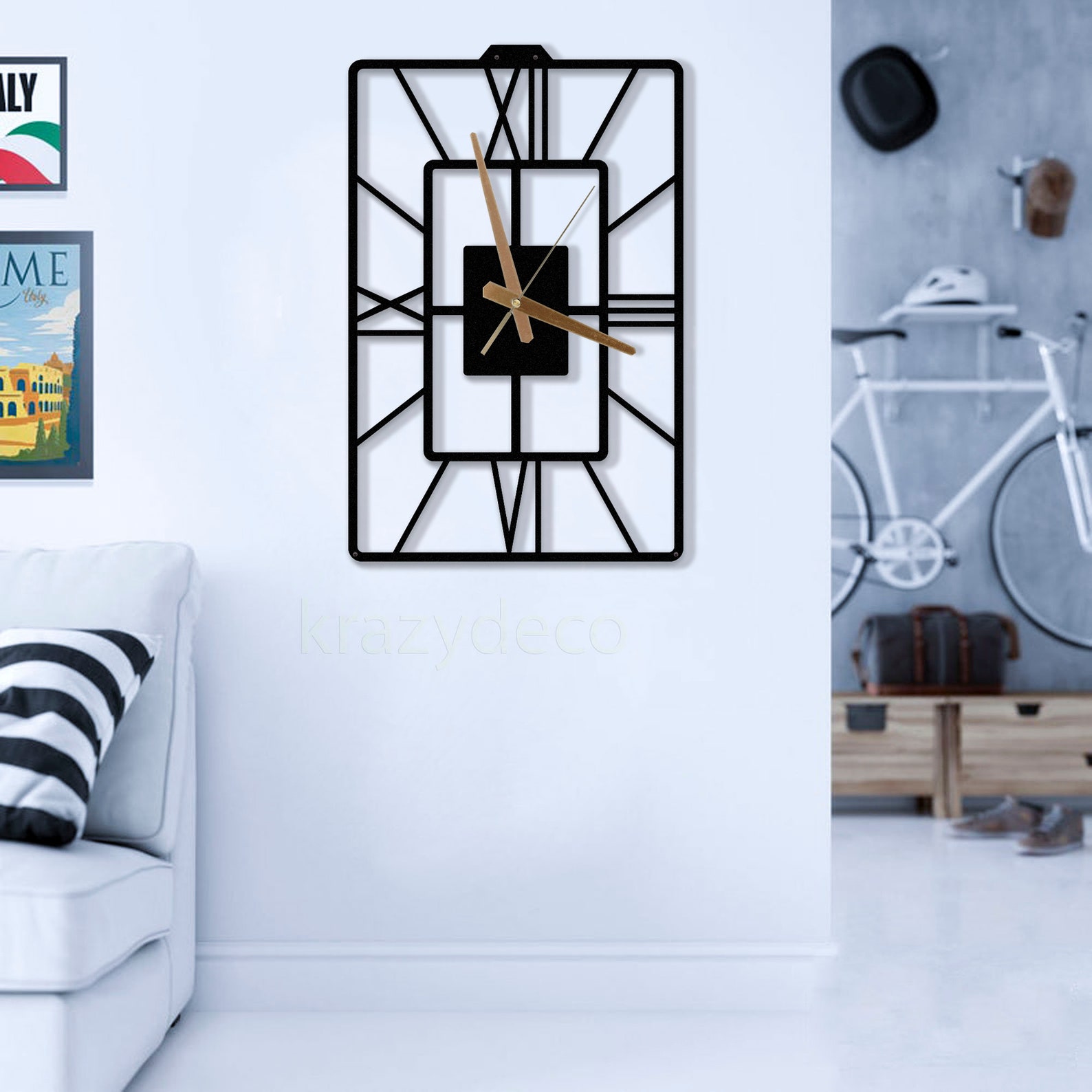 Metal Modern Rectangle Clock/Large Silent Wall Clock/ New Home Etsy