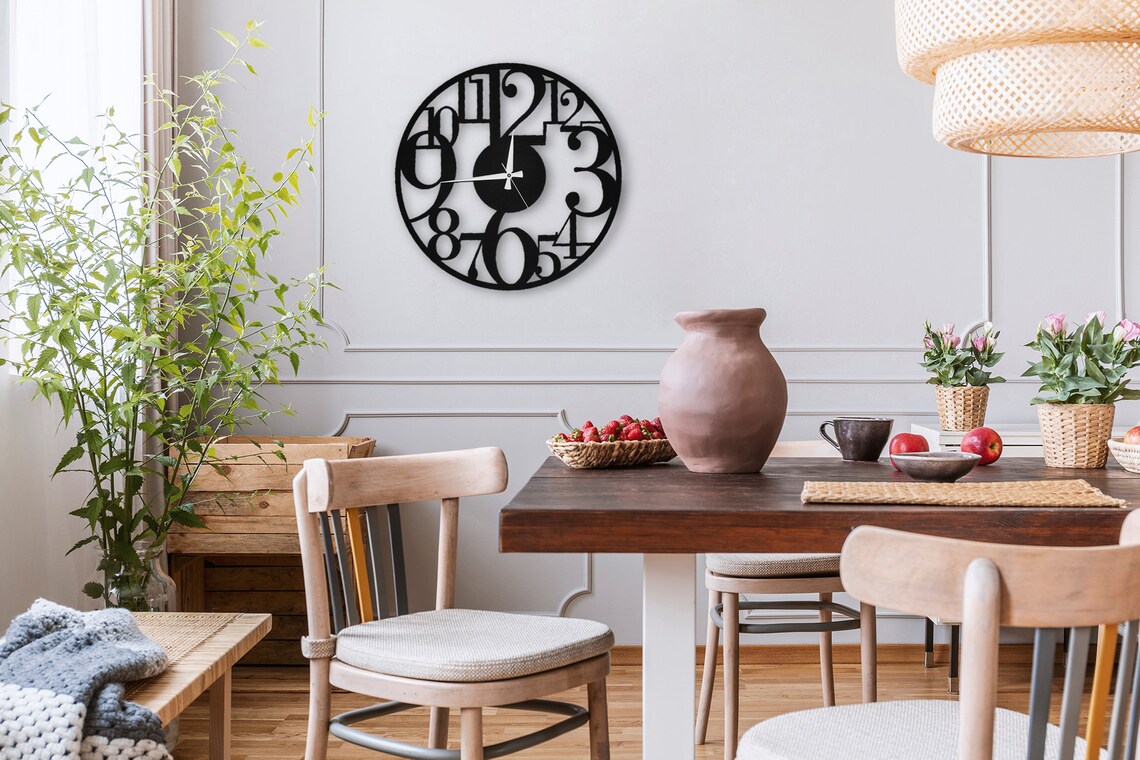 Modern Black Oversized Wall Clock Large Farmhouse Wall Clocks Etsy