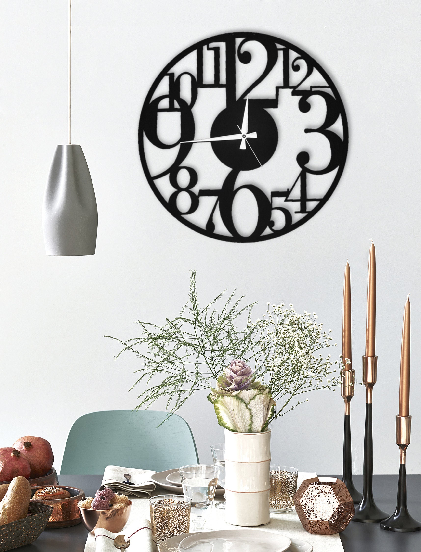 Modern Black Oversized Wall Clock Large Farmhouse Wall Clocks Etsy