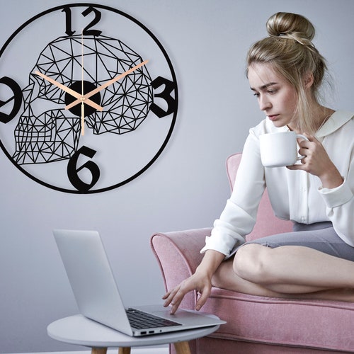 Skull Oversize Wall Clock,Unique Silent Large Wall Art,Thanksgiving Gift,Modern Wall Clocks Livingroom Wall Hangings shops New Home Gift For Her
