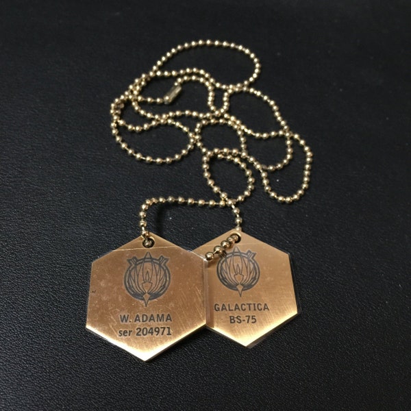 BATTLESTAR GALACTICA William Adama "Husker" Replica Metal Dog Tags