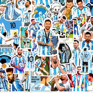 Lionel Messi Argentina 50 Stickers Mystery Packs, 10 Argentina, Barcelona, Inter Miami, Superstar King of Football, World Cup Champ Winner