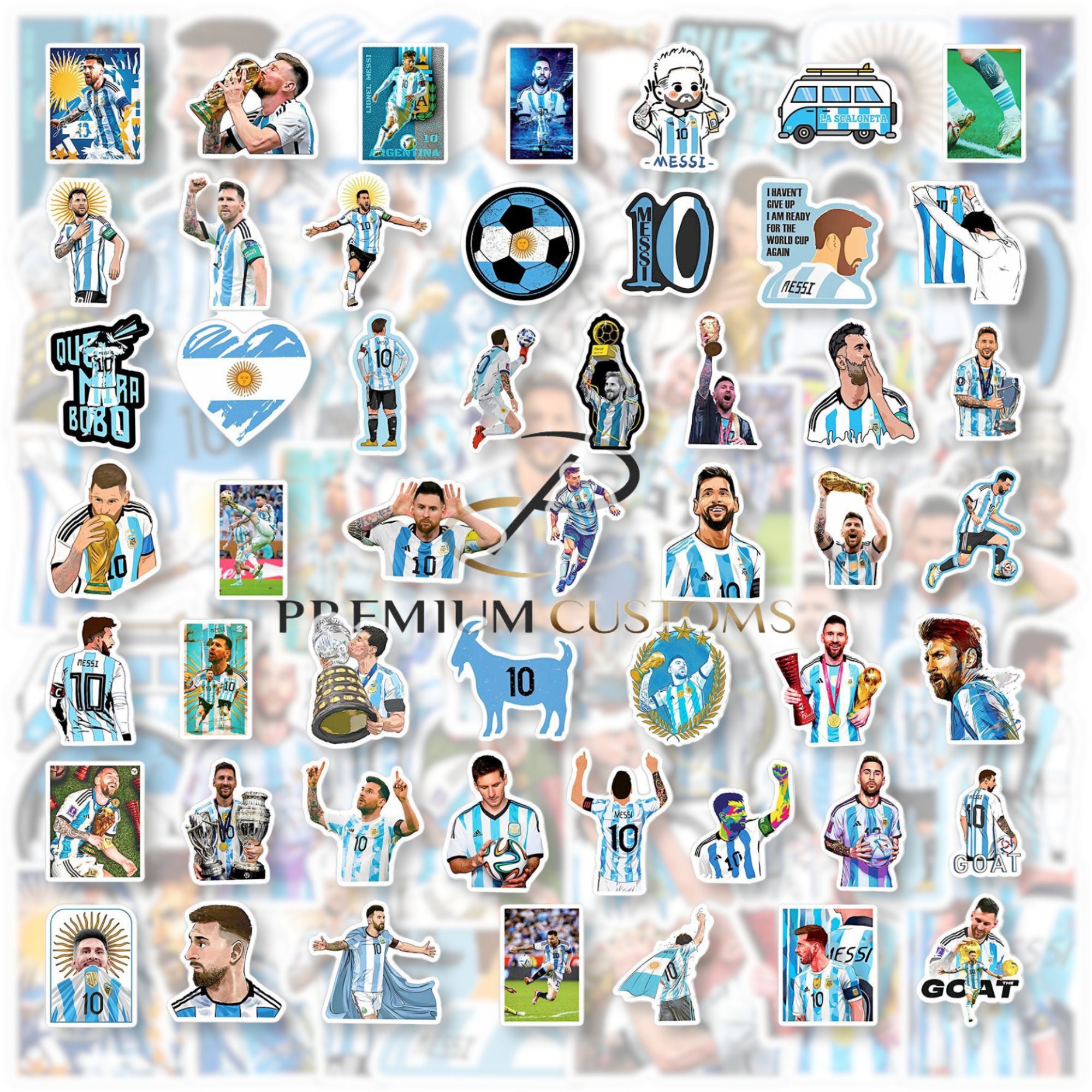 Messi Sticker Collection Messi Argentina 50 Stickers Mystery Packs, 10 Argentina, Barcelona ...