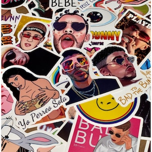 Bad Bunny Benito 50 Sticker Pack #2, Mystery Pack Sticker, Bad Bunny Birthday Stickers, Yonaguni, hydroflask laptop phone stickers