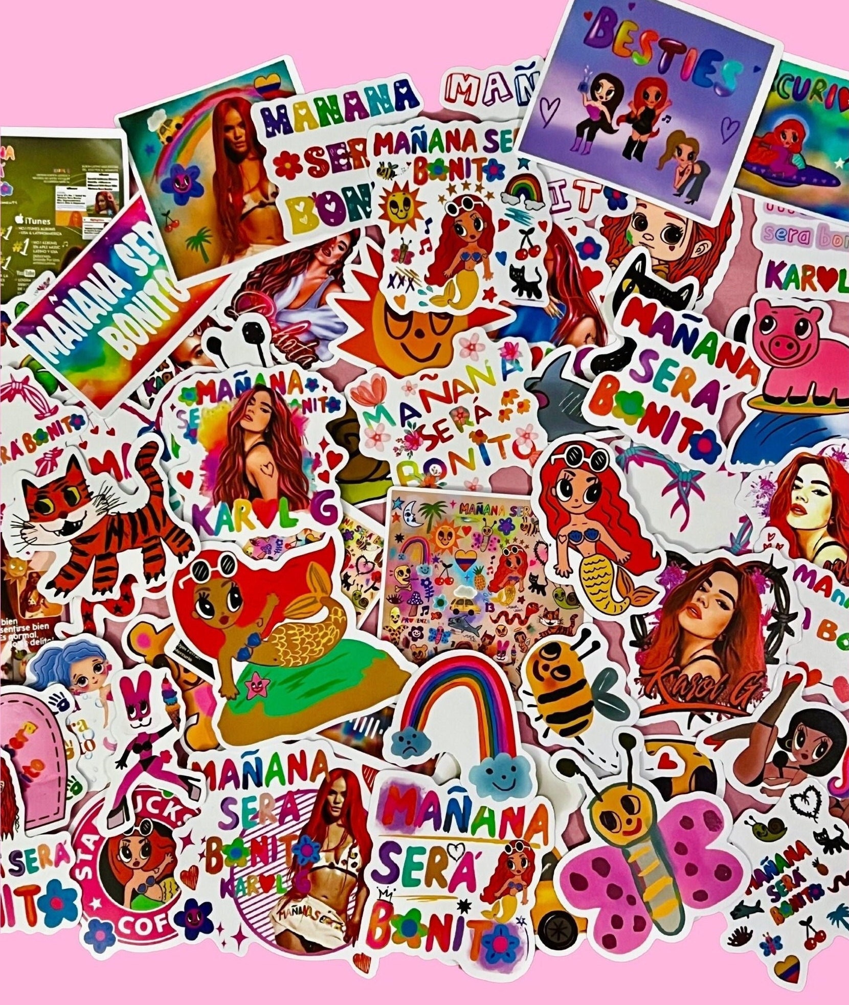 50pcs Music Album Stickers Manana Sera Bonito Stickers for Water Bottle Waterproof Vinyl Vsco Decals for Kids Laptop Tablet Scrapbook Binders