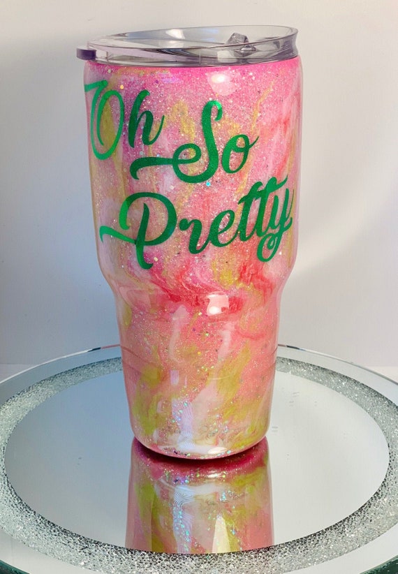 Oh so Pretty Glitter Cup Epoxy personalized Cup With Lid Etsy