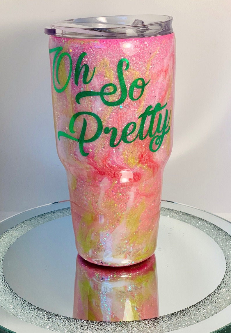 Oh so Pretty Glitter Cup Epoxy personalized Cup With Lid Bling Cups