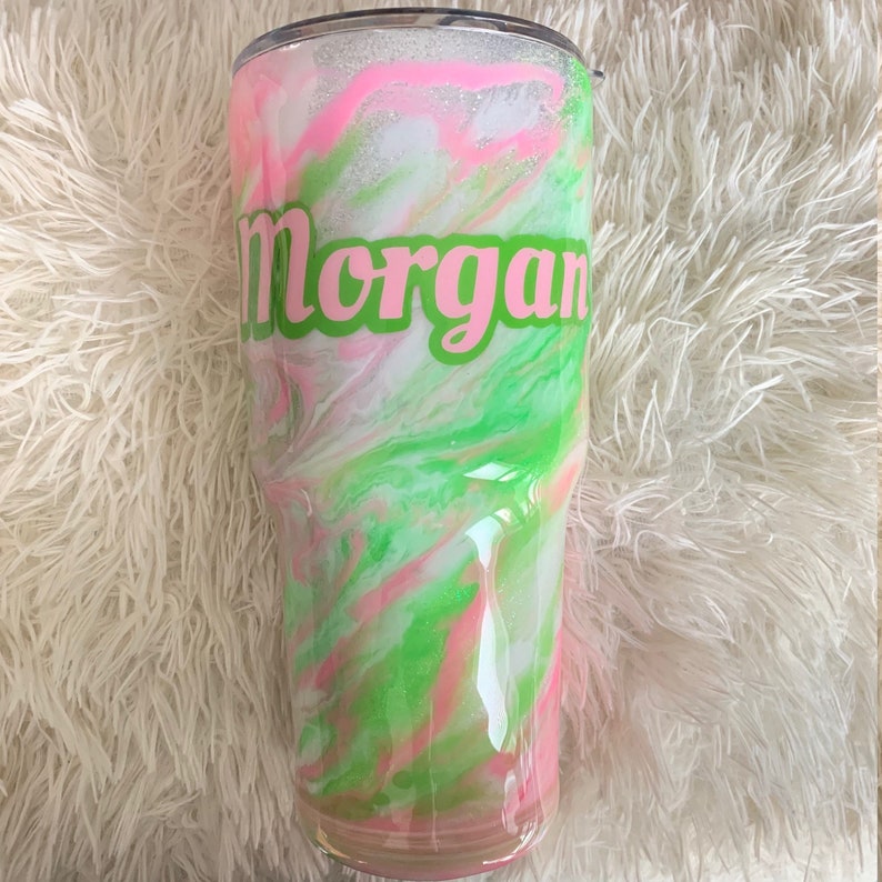 Glitter Swirl Cup Epoxy personalized Cup With Lid Bling Cups Tumbler