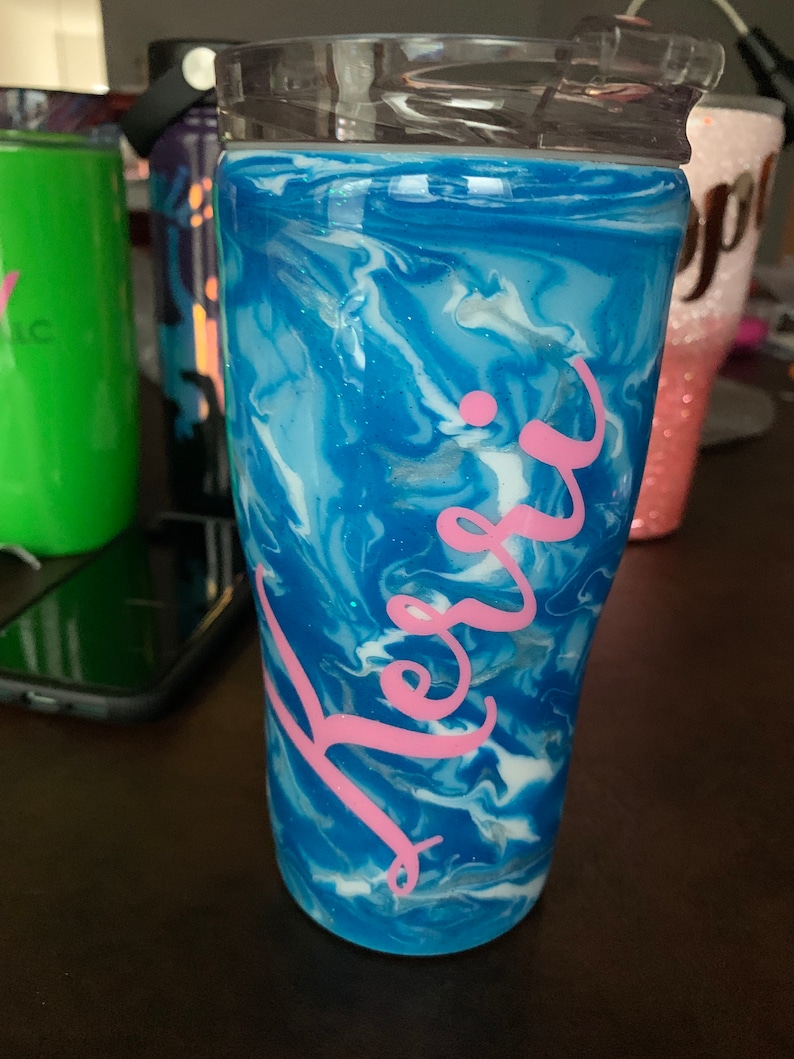 Glitter Swirl Cup Epoxy personalized Cup With Lid Bling Etsy