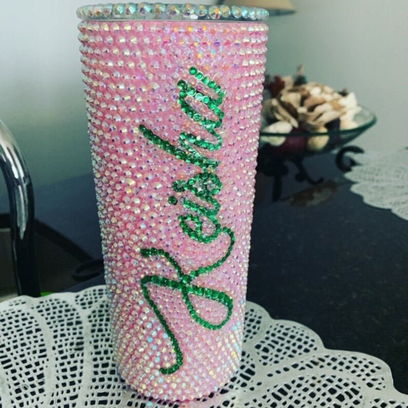 Rhinestone Bling 20 Oz Tumbler Epoxy personalized Cup With Lid Bling