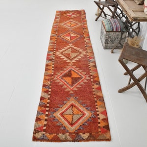 2x12 Runner Rug, 2x12 Vintage Runner, 2x12 TURKISH VINTAGE RUNNER Rug, 2x12, Wool Handmade Turkey, 2x12 Herki Runner, Rug For Kitchen, 60s