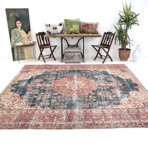 8x10 Navy Blue Persian Rug, 8x10 Oversize Persian Rug, Large Area Rug, 8x10 Rug, Turkey Handmade Wool Rug, 8x10 Persian Rug, Rug For Bedroom