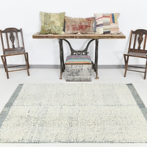 Tappeto 4x6, tappeto 4x6 Naturel Kilim, 4x6, tappeto vintage 4x6, lana fatta a mano in Turchia, tappeti 4x6, tappeto vintage beige e verde muffa, antico