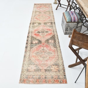 2x10 Runner Rug, 2x10 NARROW PERSIAN RUNNER Rug, 2x10, Persian Runner, Handmade Wool Heriz, 2x10 Persian Runner, Narrow Oriental Style, 59s