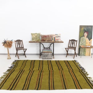 6x8 Area Rug, 6x8 Hemp Rug, 6x8 TURKISH VINTAGE HEMP Rug, 6x8, Hemp Area Rug, Oushak Handmade Hemp, Rugs 6x8, Shades Of Green Hemp, Antique