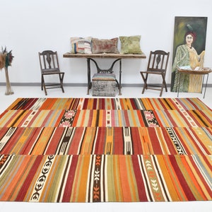 8x12 Rugs, 8x10 Oversize Vintage Kilim Patchwork Rug, 8x12, Oversize Kilim Patchwork 8x12, Large Area Rug, Bold Colorful Kilim, Anatolian