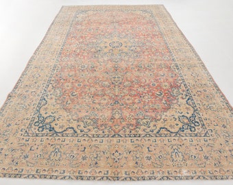10x16 Rug, 10x16 Oversize Oversized Persian Rug, 10x16, Oversize Persian 10x16, Extra Large Area Rug, Peach Red & Blue Persian, Oversized