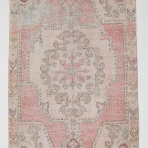 4x7 FADED VINTAGE RUG, 4x7 Area Rug, 4x7 Rug, Handmade Vintage Rug, Faded Red Beige, Turkey Rug, Turkish Rug, Bohemian Stye Rug, Home Decor