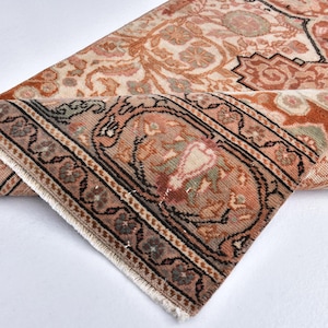 2x7 TURKISH RUNNER RUG, 2x7 Red Beige Turkish Runner, 2x7 Rug, Short Handmade Wool Rug, 2x7 Runner Rug, 2x7 Vintage Runner, Hallway Runner