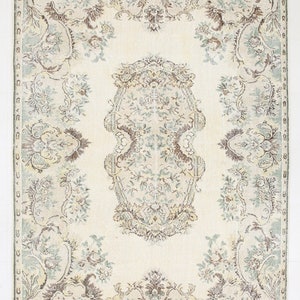 6x9 Area Rug, 6x9 ORIENTAL TURKISH VINTAGE Rug, 6x9 Vintage Rug, 6x9 Rugs, Wool Handmade Oushak, Shades Of Beige Area Rug, Rug For Bedroom