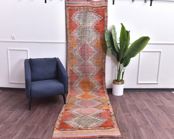 3x11 Vintage Oriental Handmade Traditional Burgundy Gray Wool Stair Hallway Runner Rug, Outlet