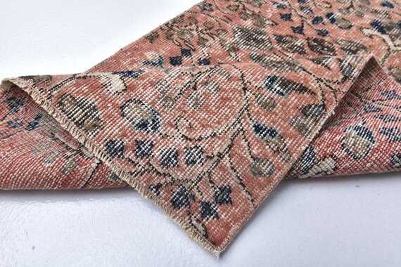 2x4 Red & Beige Vintage Doormat Rug, 2x4 Doormat Rug, 2x4 Rug, Hand-Knotted Floral Rug, 2x4 Vintage Rug, Bedroom Rug, Accent Rug, Antique