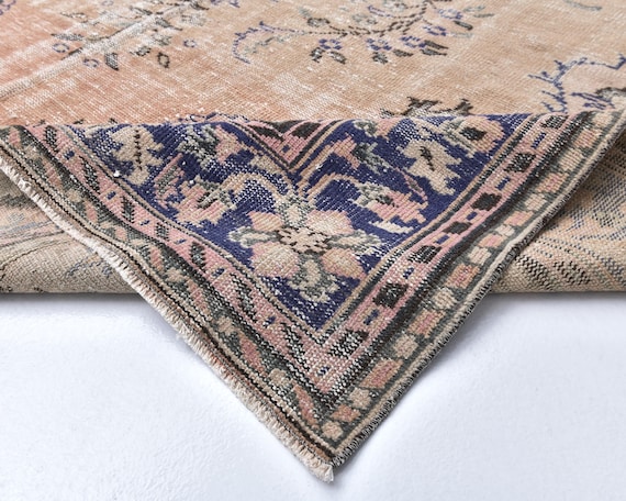 8x12 Blue Beige Vintage Rug, Oversize Vintage Rug, Large Area Rug, 8x12 Rug, Handmade Wool Rug, Vintage Rug 8x12, Rug For Living Room, Gifts