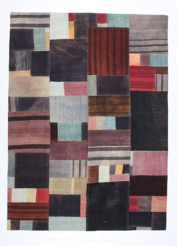 6x8 Area Rug, 6x8 Patchwork Kilim, 6x8 Vintage Kilim Patcwork Rug, 6x8, Chess Patchwork Kilim, Oushak Handmade Patchwork, 6x8 Rugs, Antique