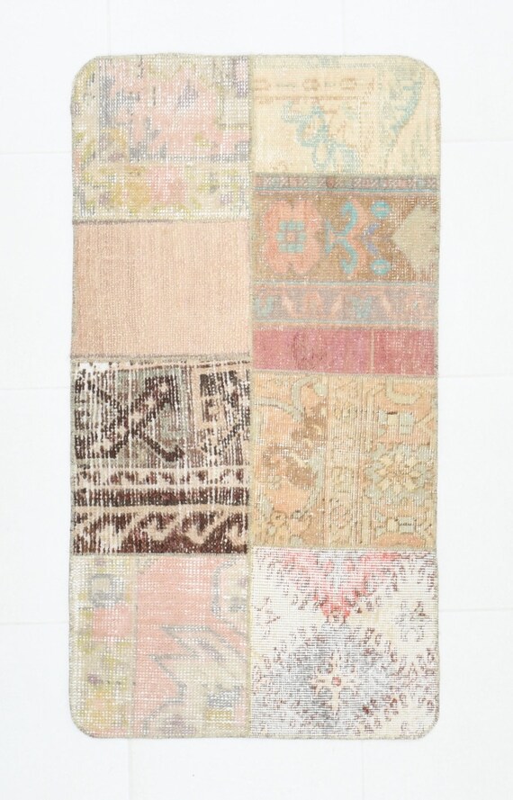 2x4 Bohemian Beige Door Mat Rug, 2x4 Door Mat Rug, Door Mat, Handmade Wool Rug, 2x4 Area Rug, Soft Vintage Rug, Turkish Door Mat Rug, Carpet