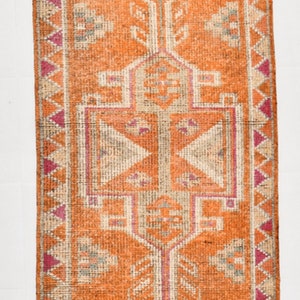 3x12 Läufer Teppich 3x12 TÜRKISCHE VINTAGE LÄUFER Teppich 3x12 Handgemacht Oushak Teppich 3x12 Vintage Läufer Orange & Beige Türkische Läufer 3x12 Anatolisch