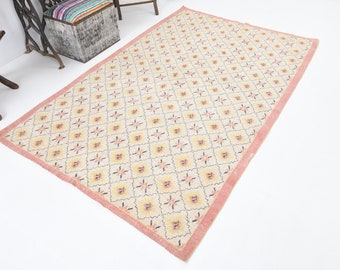 4x8 Pastel Vintage Turkish Rug,4x8 Turkish Rug,4x8 Rug,4x8 Area rug,Pastel rug,Handmade rug,Anatolian rug,4x8 Vintage rug,Unique carpet,