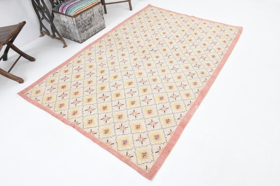 4x8 Pastel Vintage Turkish Rug,4x8 Turkish Rug,4x8 Rug,4x8 Area rug,Pastel rug,Handmade rug,Anatolian rug,4x8 Vintage rug,Unique carpet,