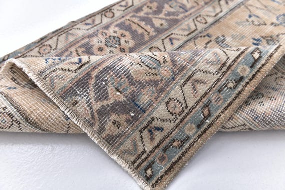 2x8 Vintage Runner Rug, Muted Blue Color Floral Runner Rug, Handmade Home Decor, 2x8 Turkish Runner, 2x8 Area Rug, Faded Hallway Rug,