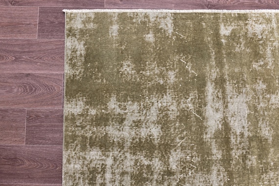 6x9 Vintage Faded Area Rug, Olive Green Color, 6x9 Handmade Wool Rug, 6x9 Farmhouse Decor Rug, Denmark Style, 6x9 Living Room Bedroom Rug