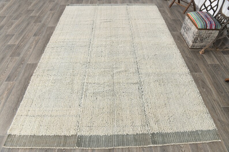 6x10 Area Rug, 6x10 Modern Wool Vintage Rug, 6x10, Oversize Vintage Rug ...