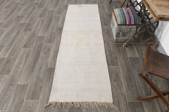 2x8 Runner Rug, 2x8 Vintage Runner, 2x8 NATURAL VINTAGE RUNNER Rug, 2x8, Turkish Handmade Hemp, 2x8 Rugs, Hemp Runner Rug, Rug For Kitchen