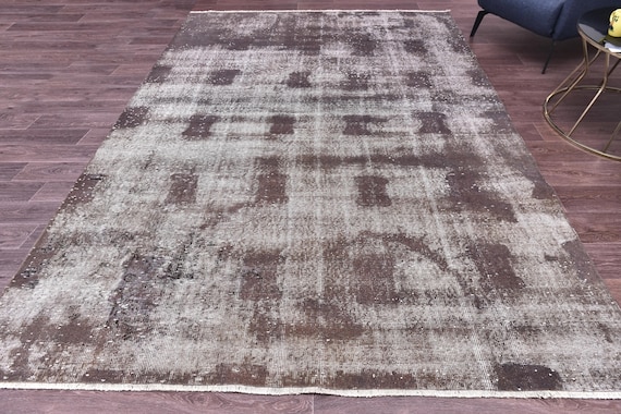 7x10 Distressed Area Rug, 7x10 Faded Rug, Living Room Kithcen Rug, 7x10 Handmade Rug, Area Rugs, Vintage Tapestry, Purple White Color