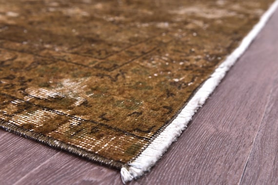 6x9 Vintage Distressed Area Rug, Modern Home Decor, Handmade Wool Rug, Living Room Design, Dark Mustard Gold Color