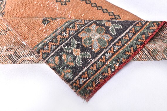 3x12 VINTAGE RUNNER RUG, 3x12 Turkish Vintage Oriental Style Runners 3x12 Rugs Wool Handmade Turkey Rug 3x12 Turkish Runner Orange Runner